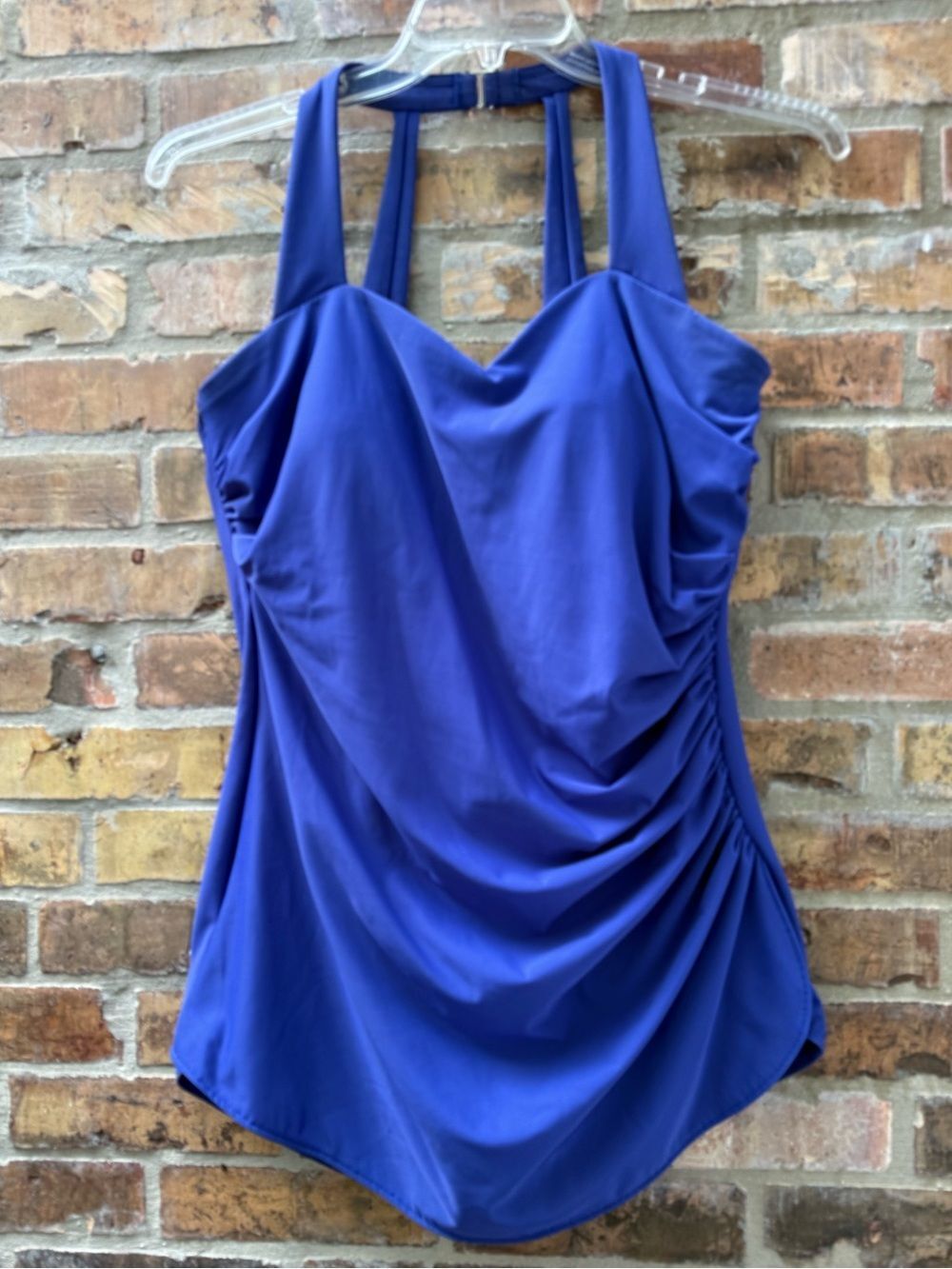 Lands' End Ruched Multi-Way V-Neck Halter One-Piece Swimsuit size 18